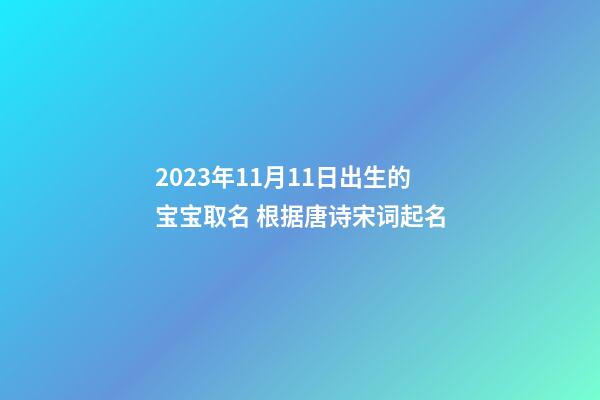 2023年11月11日出生的宝宝取名 根据唐诗宋词起名